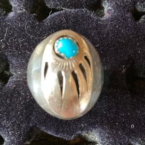 Silver Turquoise Bear Claw Ring
